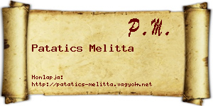 Patatics Melitta névjegykártya